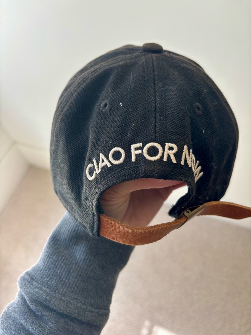 Madewell Black Embroidered Baseball Cap - "CIAO FOR NOW"